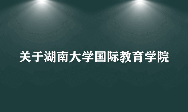 关于湖南大学国际教育学院