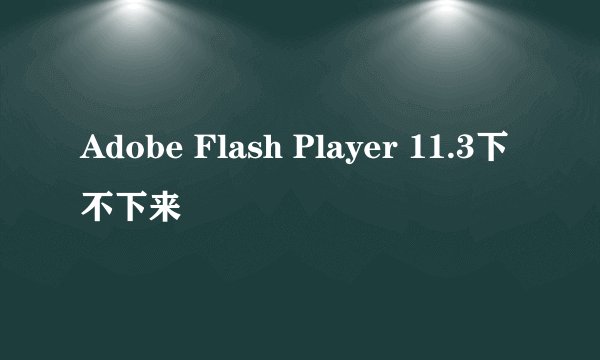 Adobe Flash Player 11.3下不下来