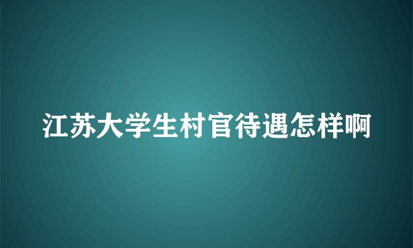 江苏大学生村官待遇怎样啊