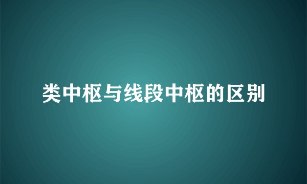类中枢与线段中枢的区别