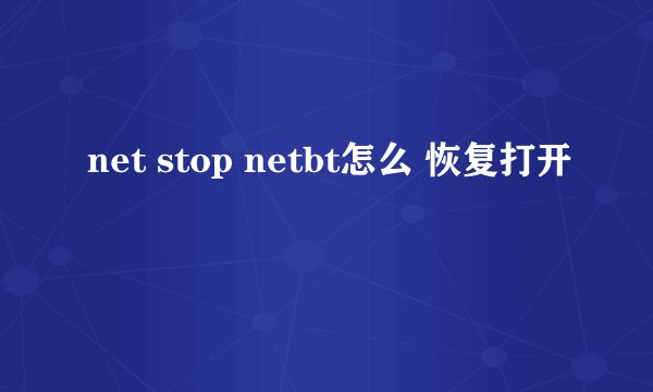 net stop netbt怎么 恢复打开