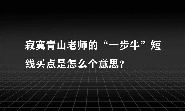 寂寞青山老师的“一步牛”短线买点是怎么个意思？
