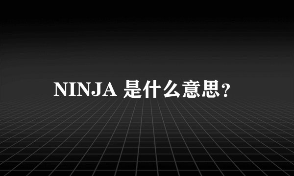 NINJA 是什么意思？