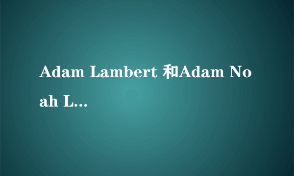 Adam Lambert 和Adam Noah Levine谁比较厉害