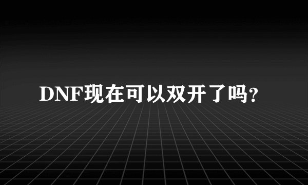 DNF现在可以双开了吗？