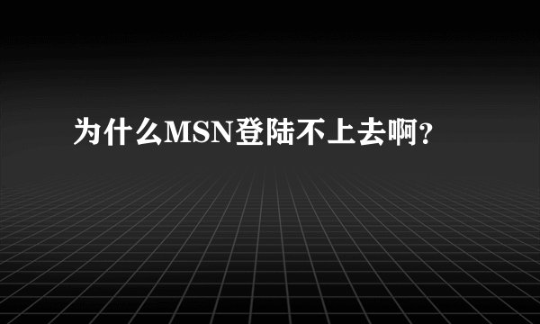 为什么MSN登陆不上去啊？