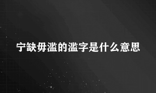 宁缺毋滥的滥字是什么意思
