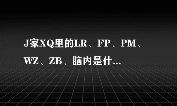 J家XQ里的LR、FP、PM、WZ、ZB、脑内是什么意思？