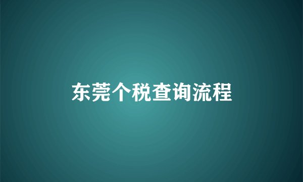 东莞个税查询流程