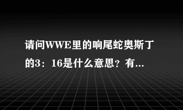 请问WWE里的响尾蛇奥斯丁的3：16是什么意思？有什么含义？