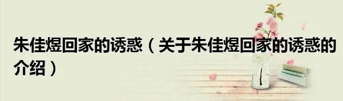 朱佳煜回家的诱惑（关于朱佳煜回家的诱惑的介绍）