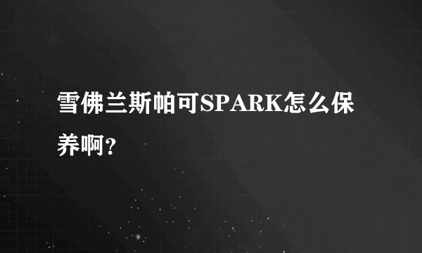 雪佛兰斯帕可SPARK怎么保养啊？