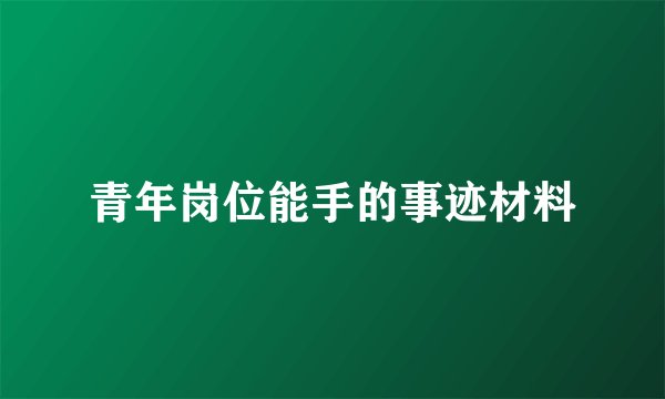 青年岗位能手的事迹材料