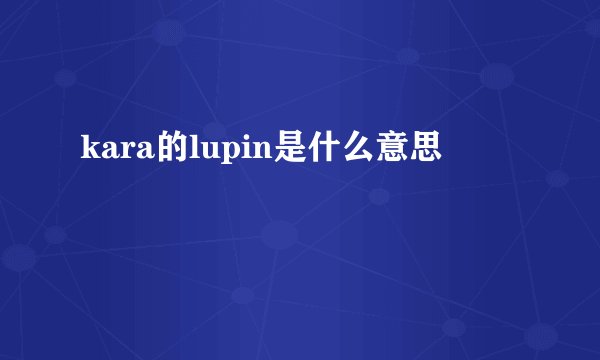 kara的lupin是什么意思