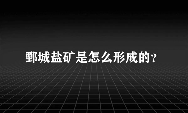 鄄城盐矿是怎么形成的？