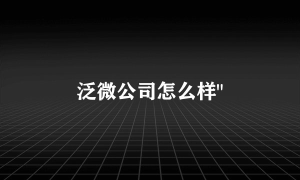 泛微公司怎么样