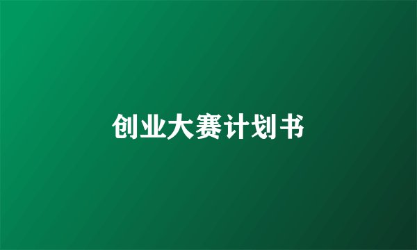 创业大赛计划书