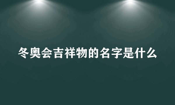 冬奥会吉祥物的名字是什么