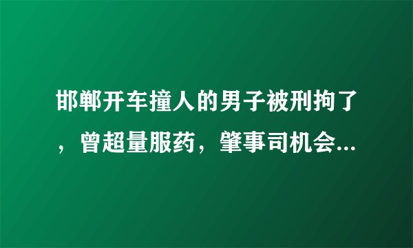 邯郸开车撞人的男子被刑拘了，曾超量服药，肇事司机会被如何判刑？