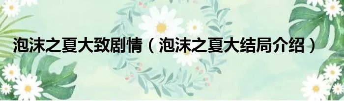 泡沫之夏大致剧情（泡沫之夏大结局介绍）