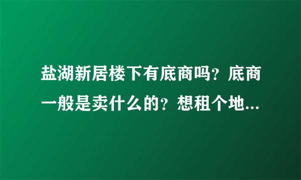 盐湖新居楼下有底商吗？底商一般是卖什么的？想租个地方卖水果，求支招？