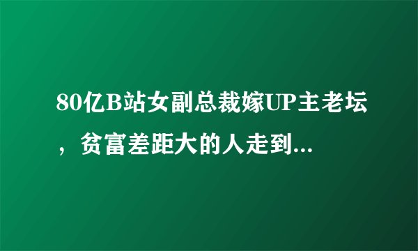 80亿B站女副总裁嫁UP主老坛，贫富差距大的人走到一起会幸福吗？
