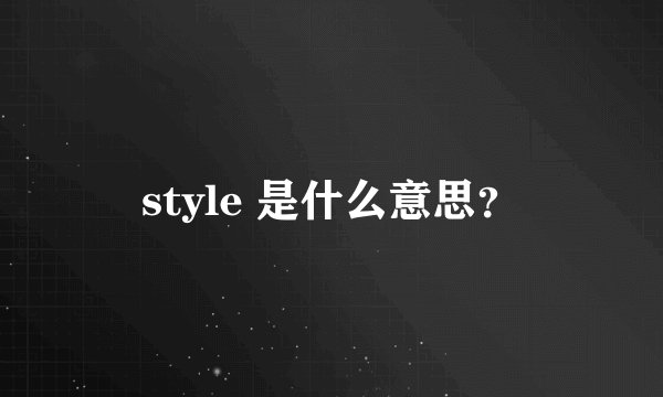 style 是什么意思？
