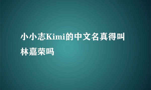 小小志Kimi的中文名真得叫林嘉荣吗