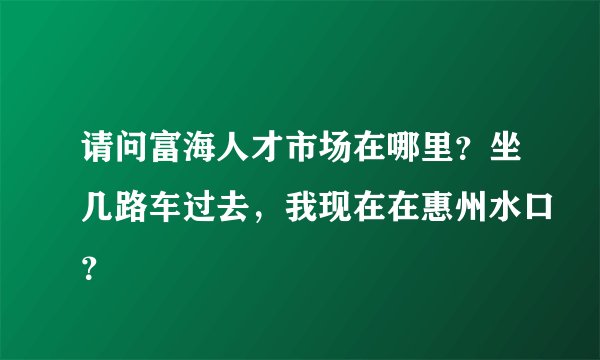 请问富海人才市场在哪里？坐几路车过去，我现在在惠州水口？