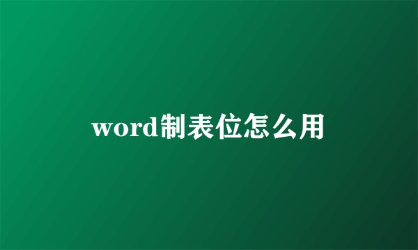 word制表位怎么用