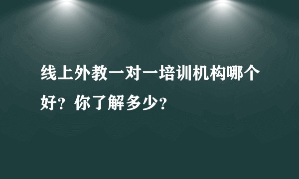 线上外教一对一培训机构哪个好？你了解多少？