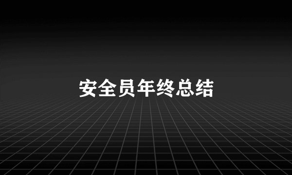 安全员年终总结