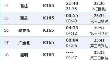 k165次列车经过哪些站