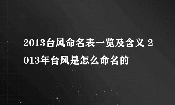 2013台风命名表一览及含义 2013年台风是怎么命名的