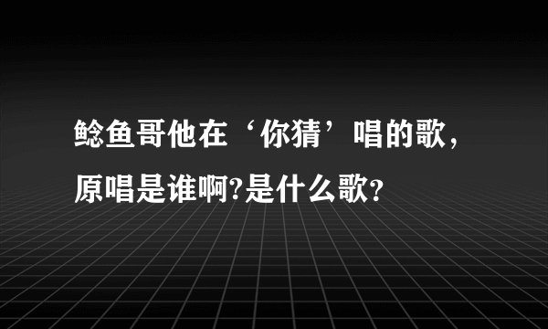 鲶鱼哥他在‘你猜’唱的歌，原唱是谁啊?是什么歌？