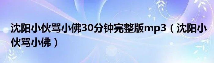 沈阳小伙骂小佛30分钟完整版mp3（沈阳小伙骂小佛）