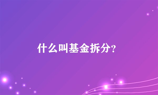 什么叫基金拆分？