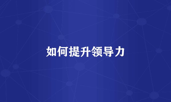 如何提升领导力