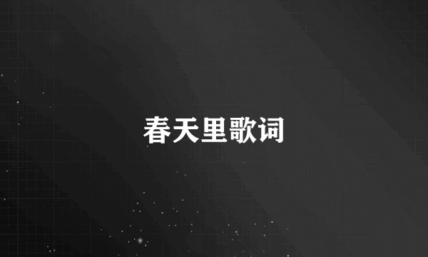 春天里歌词
