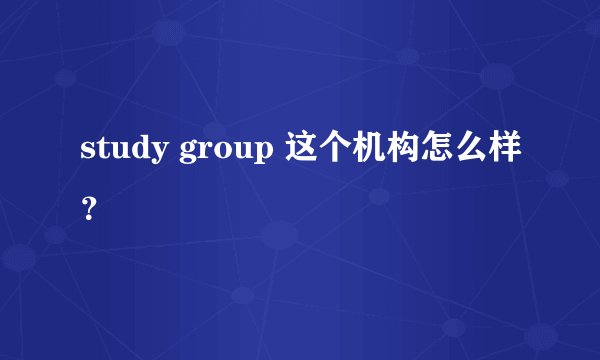 study group 这个机构怎么样?