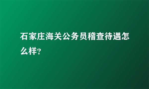 石家庄海关公务员稽查待遇怎么样？