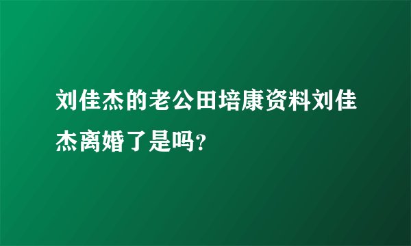 刘佳杰的老公田培康资料刘佳杰离婚了是吗？