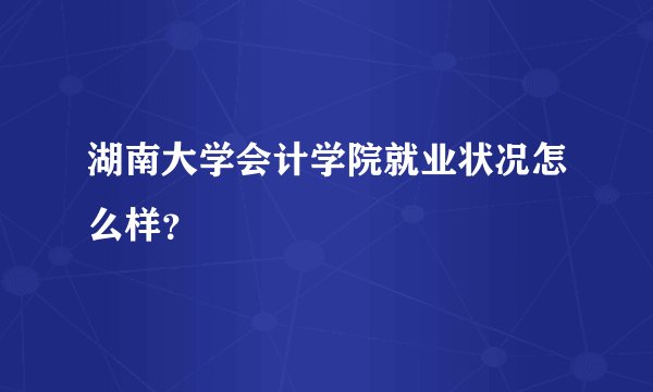湖南大学会计学院就业状况怎么样？