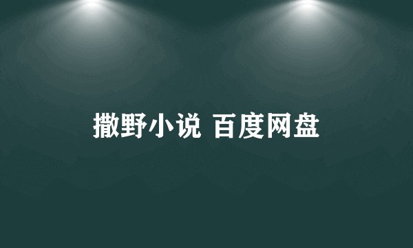 撒野小说 百度网盘