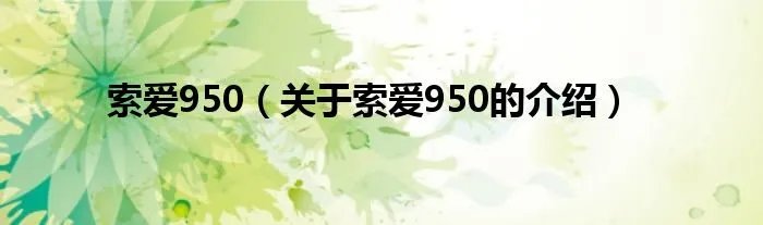 索爱950（关于索爱950的介绍）