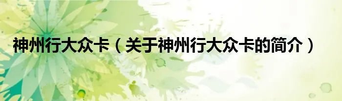神州行大众卡（关于神州行大众卡的简介）