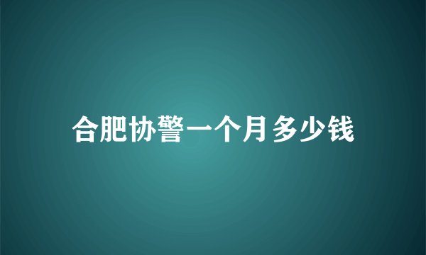 合肥协警一个月多少钱