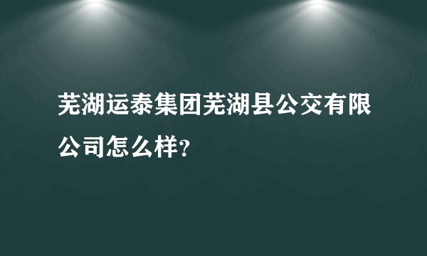 芜湖运泰集团芜湖县公交有限公司怎么样？