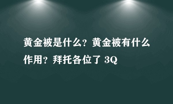 黄金被是什么？黄金被有什么作用？拜托各位了 3Q
