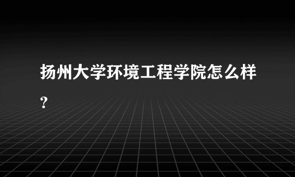 扬州大学环境工程学院怎么样？